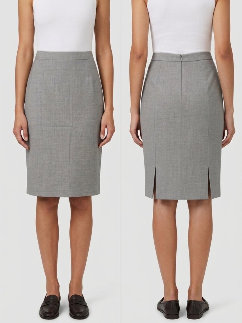 M.M. LaFleur Cobble Hill Italian Wool Pencil Skirt Office Workwear Light Gray 10
